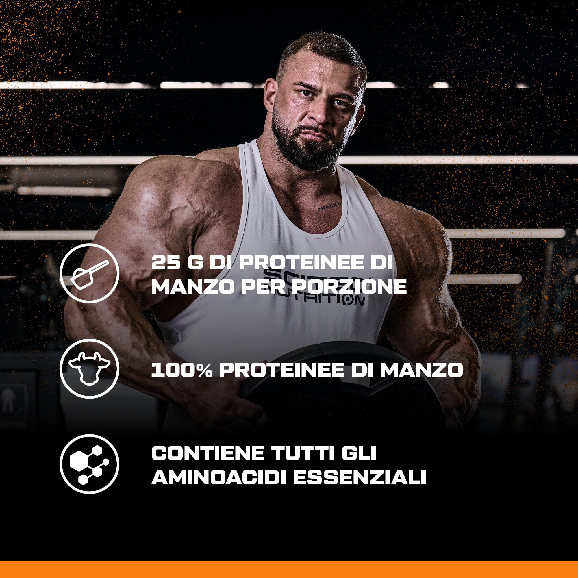 Scitec Nutrition 100% Beef Protein - Bevanda aromatizzata di proteine in polvere - Senza lattosio, Senza zucchero, Senza glutine, 1,8 kg, Cioccolato alla mandorla