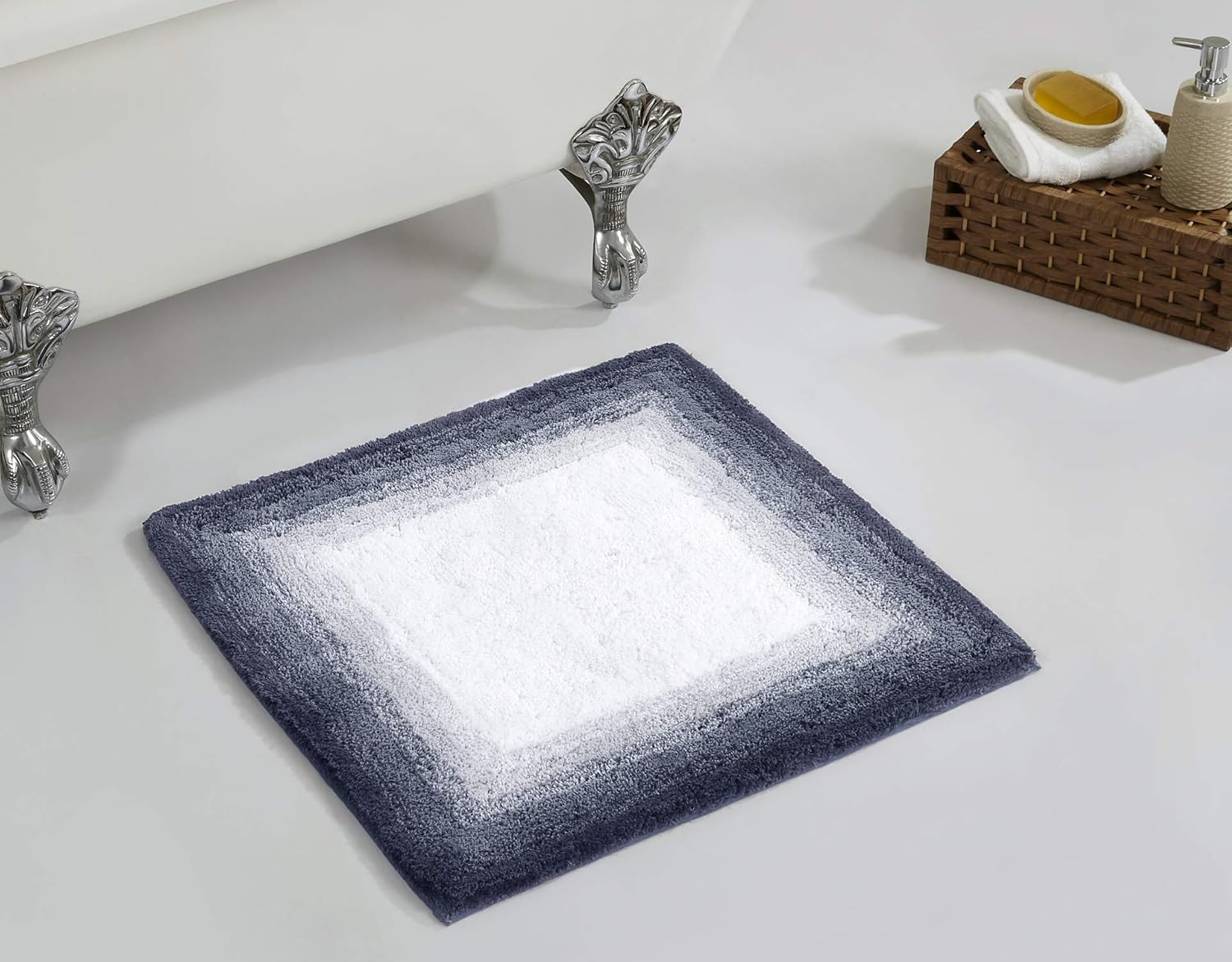 Better Trends 100% Cotton Torrent Collection Bath Mats, Gray Bath Mat - Tufted, Absorbent & Machine Washable Bath Mats for Bathroom Floor, Shower & Sink Bath Mat Rug, 24" Square