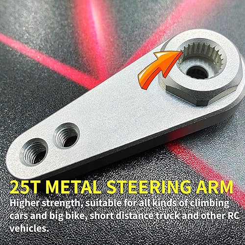 Miniatura 2 de 2 en 1 Alta Dureza 7075 Metal 25T Dirección Servo Cuerno M3 Hilos Brazo de dirección para servomotores estándar y de alto par