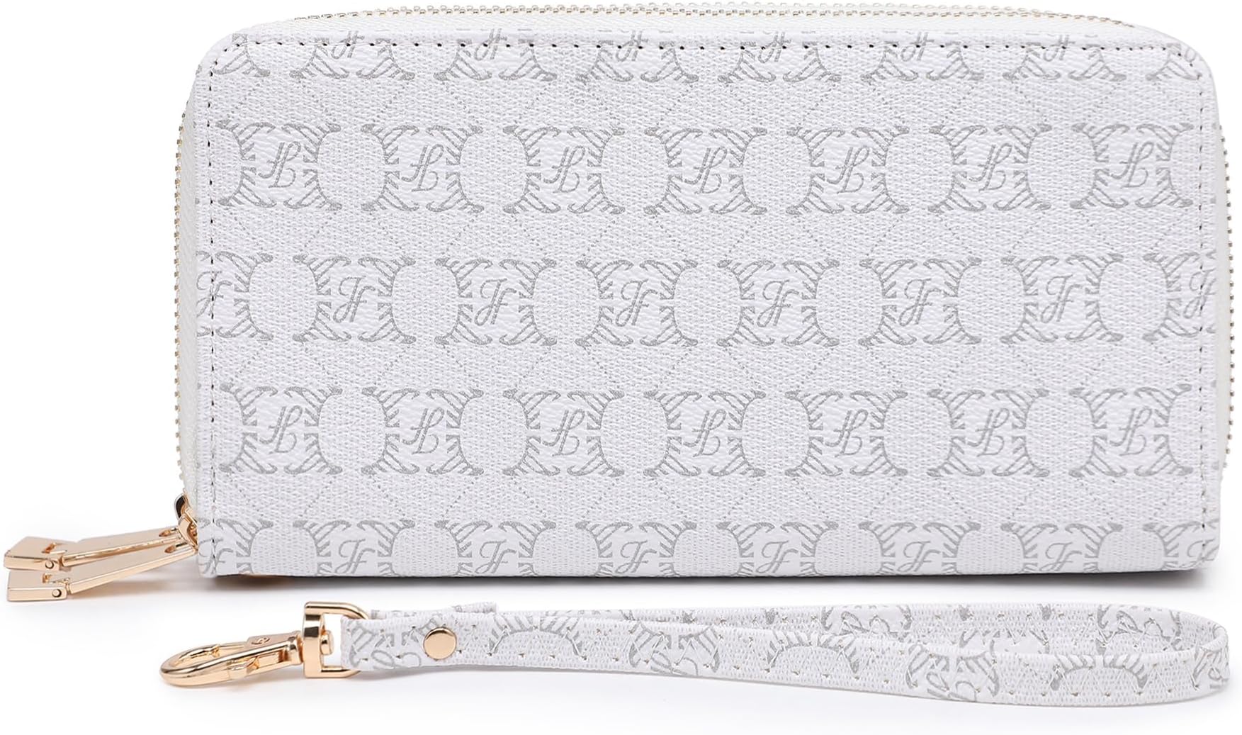 Womens Fashion Double Zip Around Wallet Long Purse Credit Card Slots Bifold Ladies Cluth with Phone Compartment
