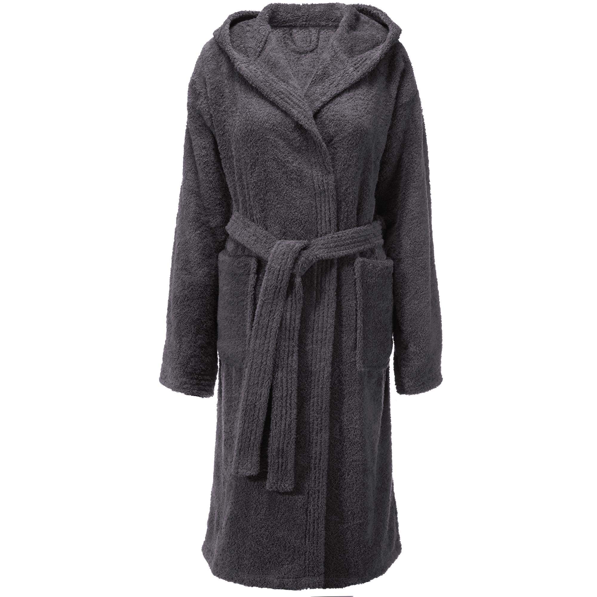 CelinaTex S-XXL Bademantel Kapuze Uni lang aufgesetzte Taschen Damen Herren Unisex warm Frottee Baumwolle Morgenmantel, Sauna, Spa, Pool, Bad, flauschig und komfortabel OEKO-TEX Arizona