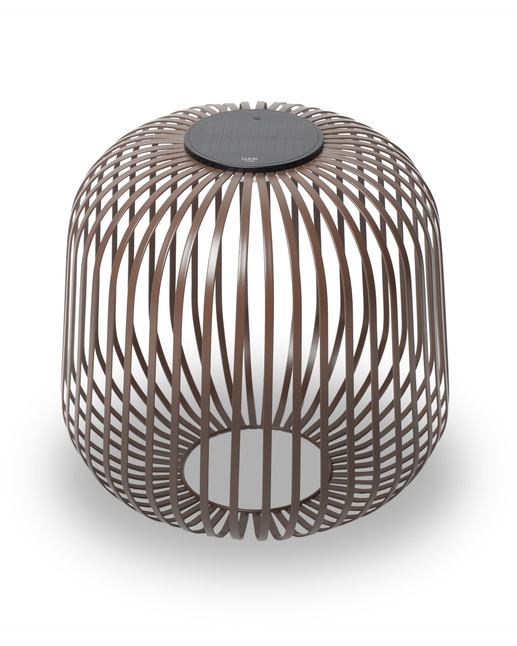 LUUK Studio Lampe Solaire Moderne, Sans Fil, Lanterne, USB-C, Marron Noyer, L