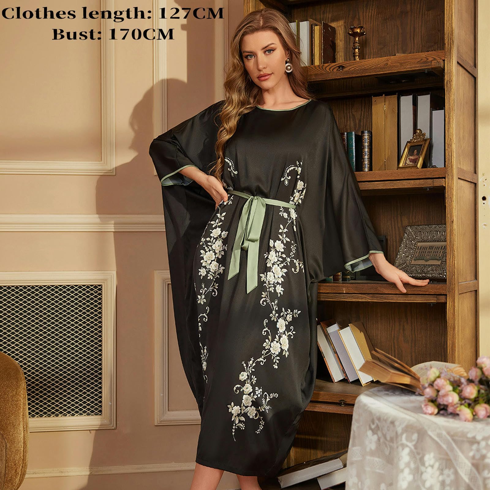 Pigiama Donna Camicie da Notte E Camicie da Notte in Raso da Donna - Pigiami A Maniche Lunghe Primaverili E Autunnali, Indumenti da Notte alla Moda E Comodi per Le Donne-Un-Una Taglia