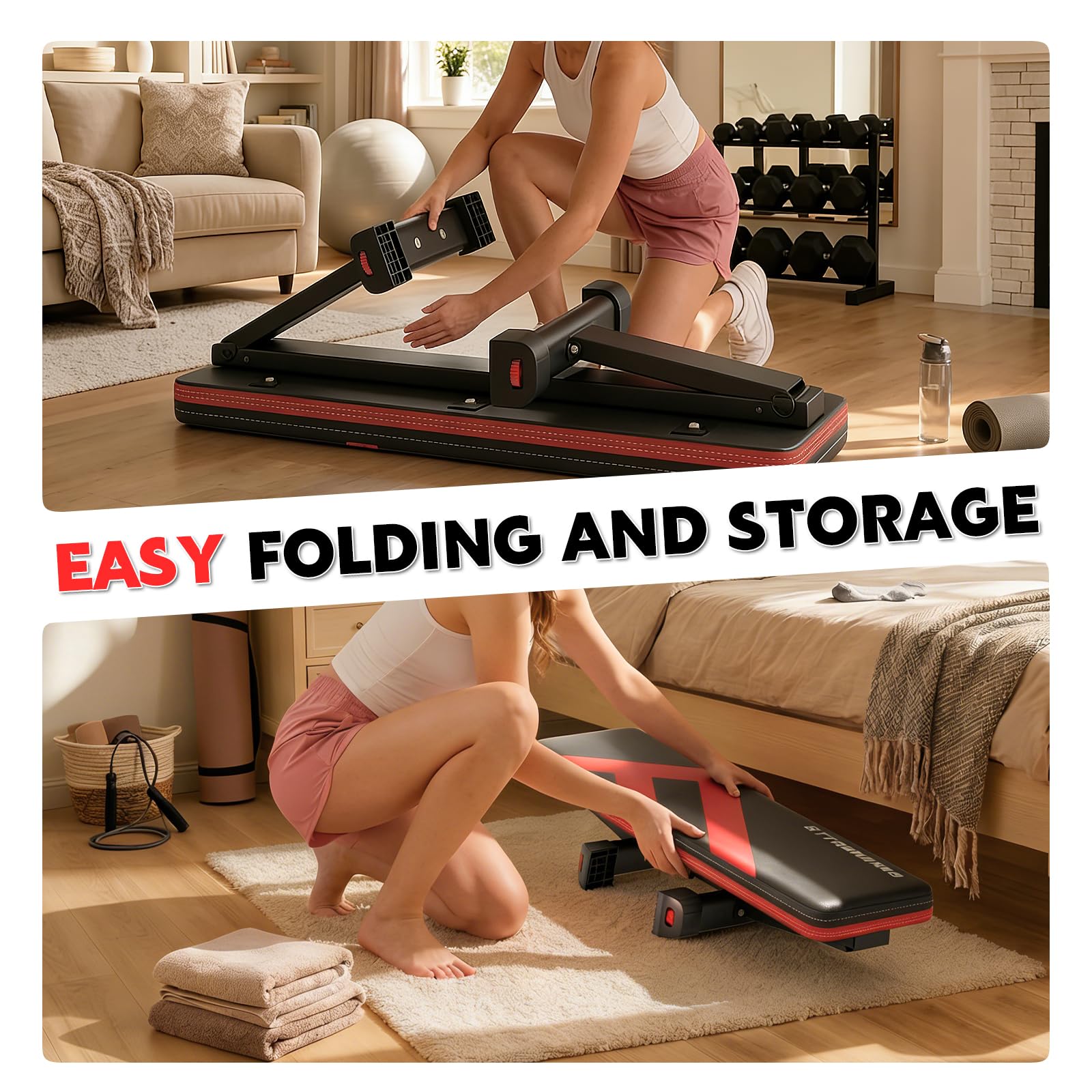 Flat Bench, 700LBS Capacity Widened Adjustable Footrests Foldable Flat Bench For Exercise Workout, Easy Assembly For Strength Training At Home Gym