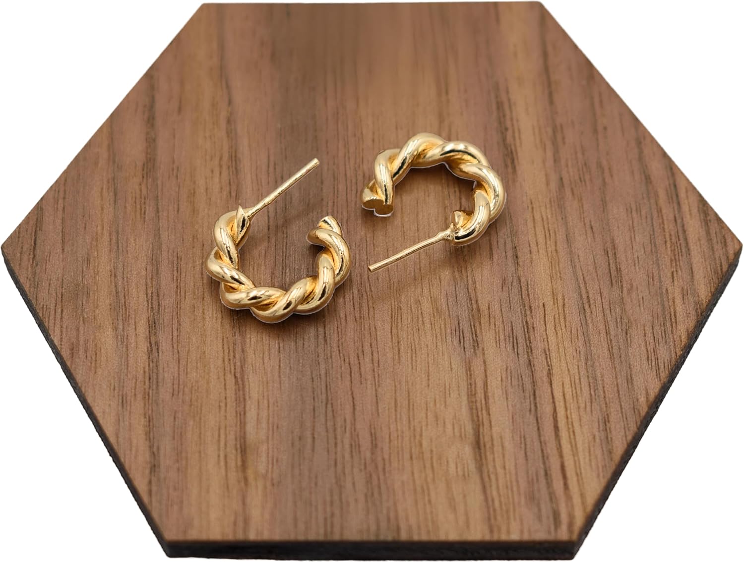 Chunky Twist Rope Hoop Earrings, 18k Gold Filled, 0.60 Inch, Push Back Closures - Image 2