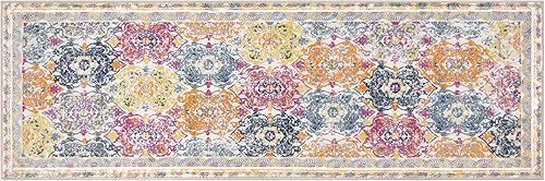 Miniatura 8 de Vaukki Alfombra de pasillo para pasillo, alfombra de lavandería suave vintage, alfombra antideslizante para entrada, alfombra de área de cocina