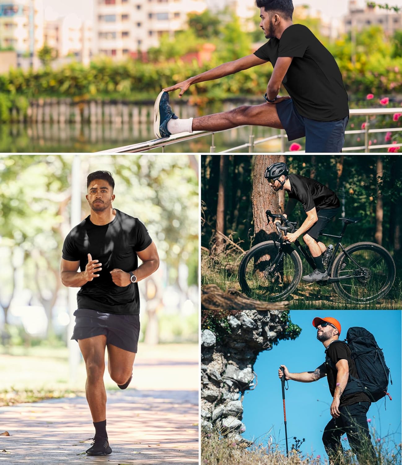Kinglaman 1/5 Pack Mesh Workout Shirts for Men Dry Fit Gym Quick Dry Athletic Short Sleeve Sports T-Shirt Moisture Wicking