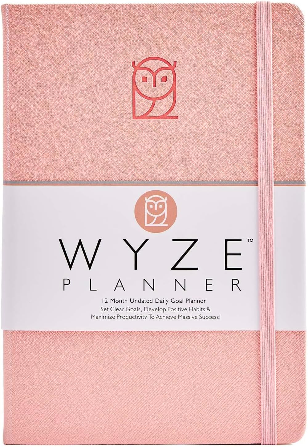 Wyze Planner Undated Daily Planner – 1-Year B5 Productivity Organizer with Two-Page Weekly Spread, Goal Setting, Habit Tracker, Weekly & Monthly Pages – Hardcover Time Management Notebook (Pink)