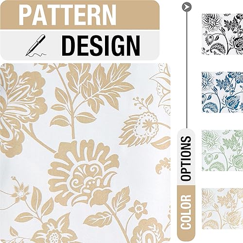 Miniatura 5 de Jubilantex Cortina blackout botánica para ventana, 63 pulgadas de largo, reducción de ruido, aislamiento térmico, tratamiento de ventana para