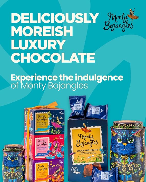 Monty Bojangles Vegan Cocoa Dusted Truffles Cocoa Nib Nights | Chocolate Truffles in Gift Box, 180g