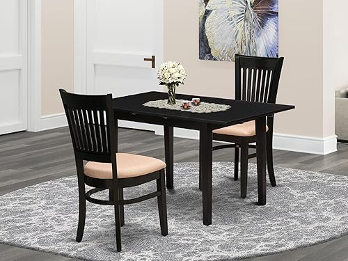 Miniatura 2 de East West Furniture NOVA3-BLK-C - Juego de mesa de comedor de 3 piezas contiene una mesa de comedor rectangular con hojas de mariposa y 2 sillas
