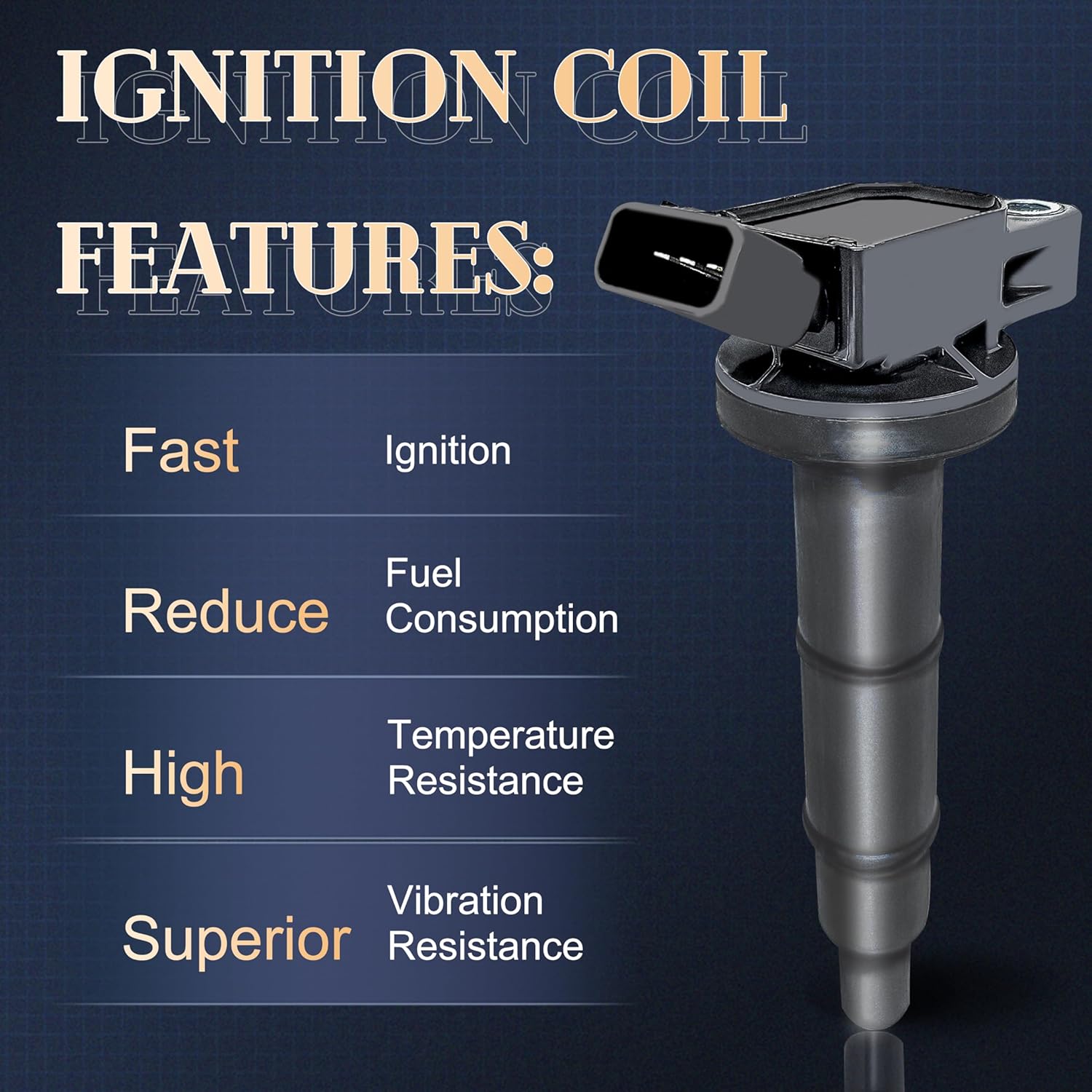 Ignition Coil Pack UF333 for Toyota: 2002 2003 2004 2005 2006 2007 2008 2009 Camry Corolla Scion TC Highlander Matrix Rav4 Set of 4 Ignition Coils (UF333)