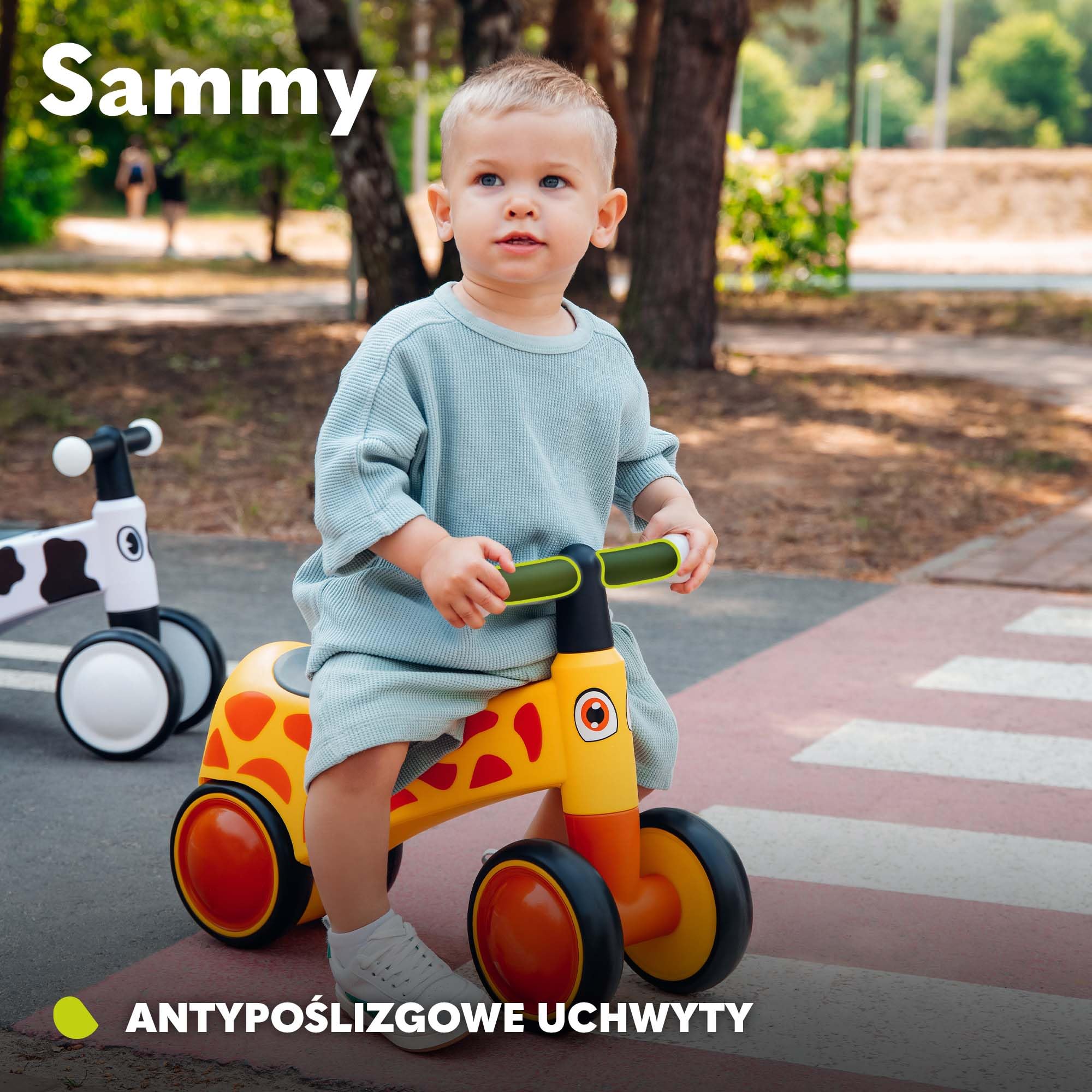 LIONELO SAMMY Jeździk Dziecięcy od 1 do 3 lat, Jeździk 4 Kołowy do 25 kg, Antypoślizgowe Uchwyty z Oświetleniem, 3 Wzory Ergonomiczne Siedzisko, Dla Chłopca i Dziewczynki (Biały)