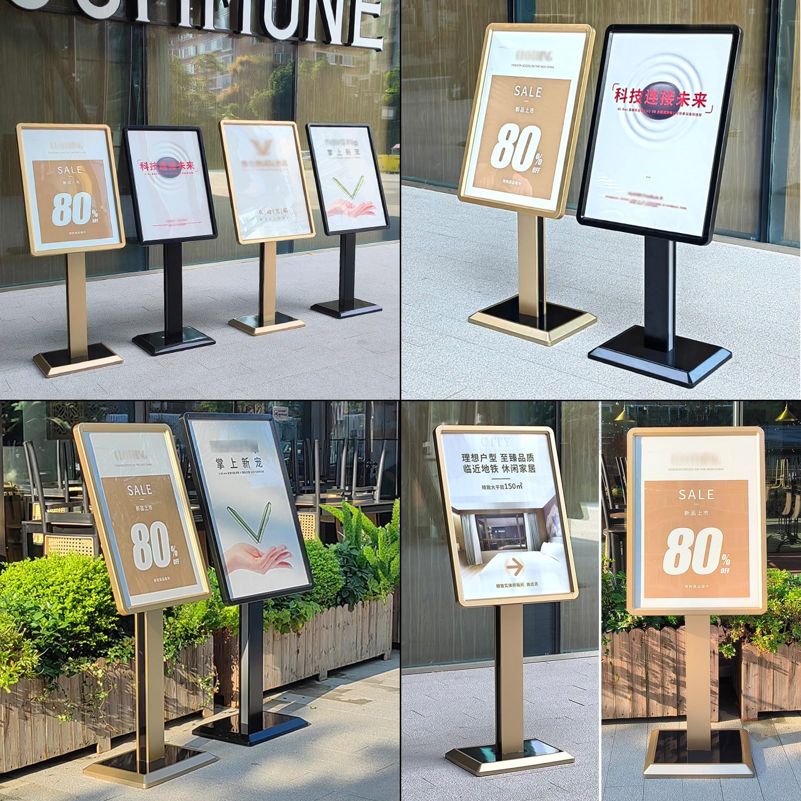 Soporte para carteles de altura ajustable, soporte para póster de pedestal al aire libre, ideal para ferias, eventos y promociones, duradero y fácil de montar