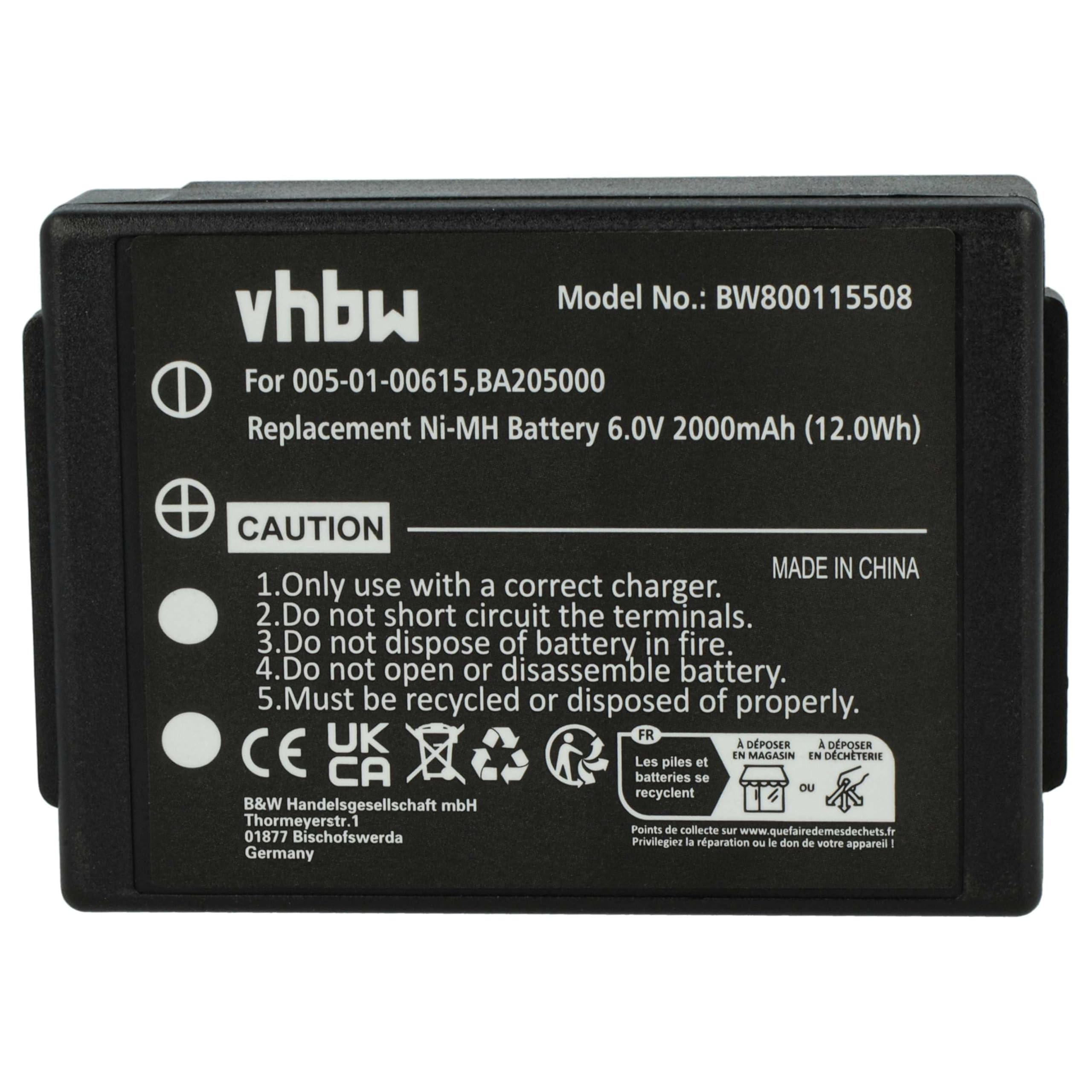 vhbw 5X batería Compatible con Putzmeister Linus 6, Technos Mando a Distancia Industrial (2000 mAh, 6 V, NiMH) - Negro