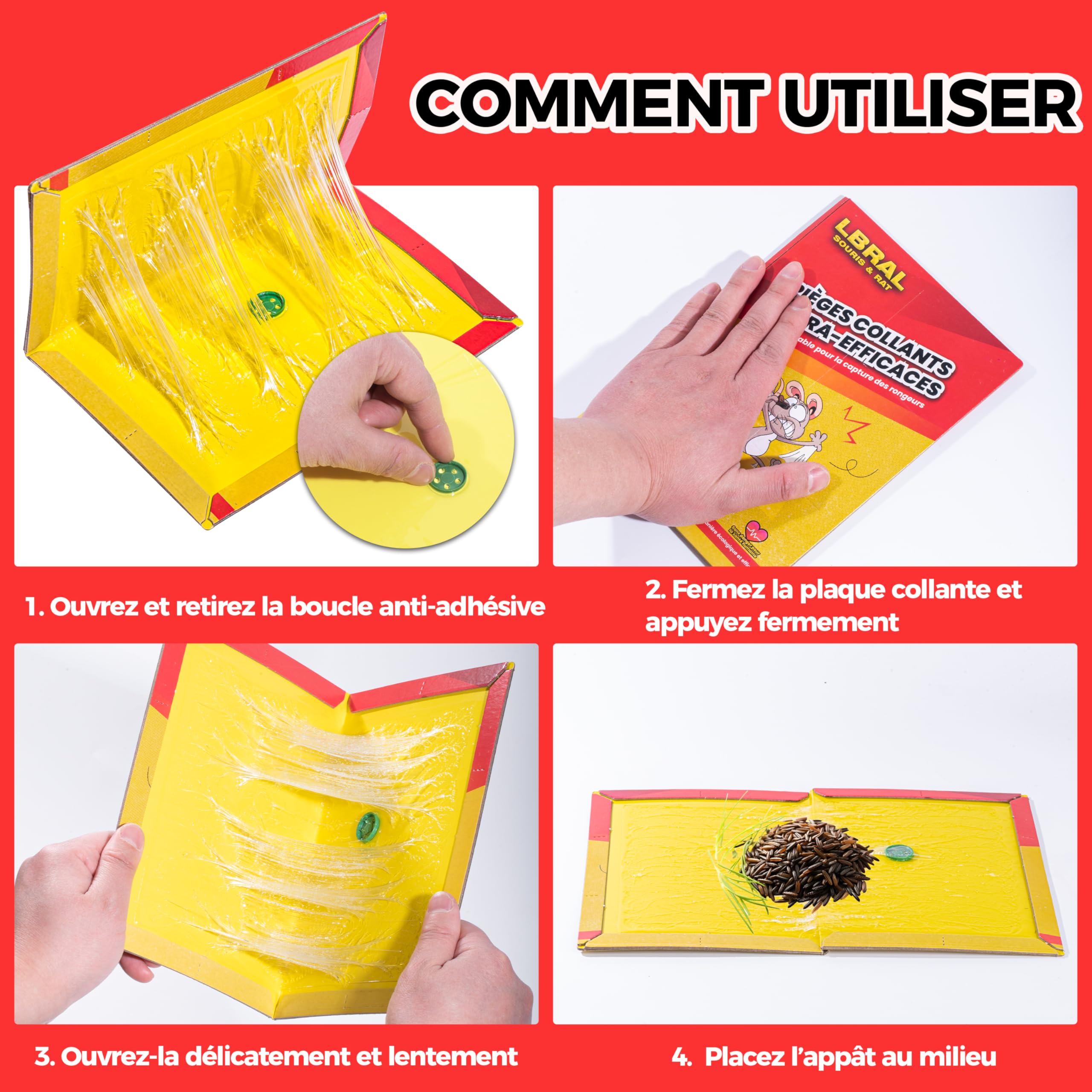 Pièges à Souris & Rats – Lot de 20 Plaques de Glu Ultra-Collantes | Pliable, Non Toxique, Facile à Installer | Usage Intérieur & Extérieur | Format XL Anti-Rongeurs