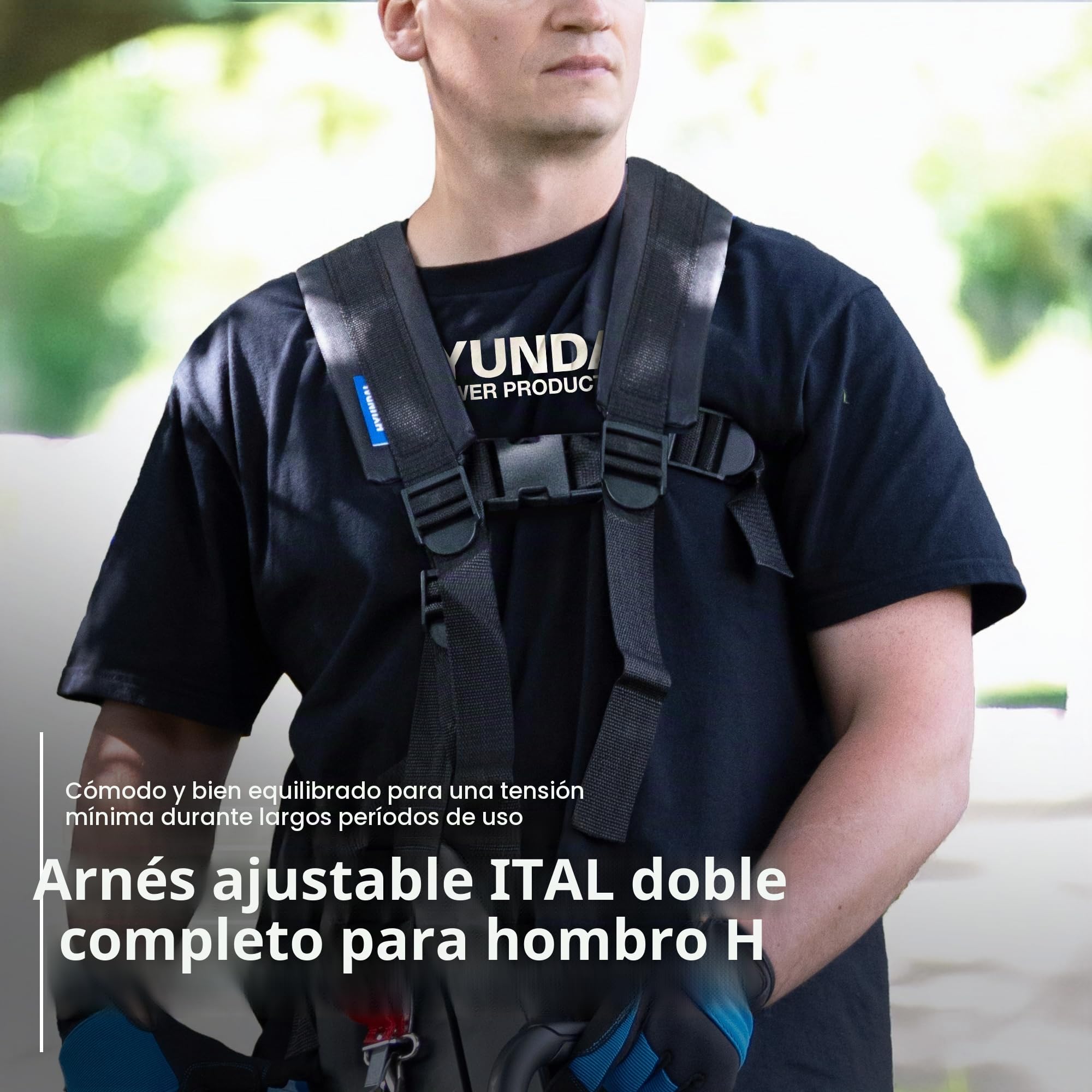 Hyundai Multi-Tool Térmica 56CC 5-en-1 - Desbrozadora, Corta-setos, Sierra de podar & Accesorios, Eje Separable, arnés Incluido, Sistema de jardinería versátil