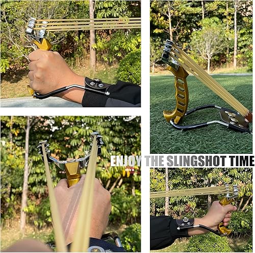 Miniatura 5 de Juego de tirachinas profesionales fuertes, tirachinas para cazar cohetes con potencia de soporte de muñeca, tirachinas de catapulta de alta