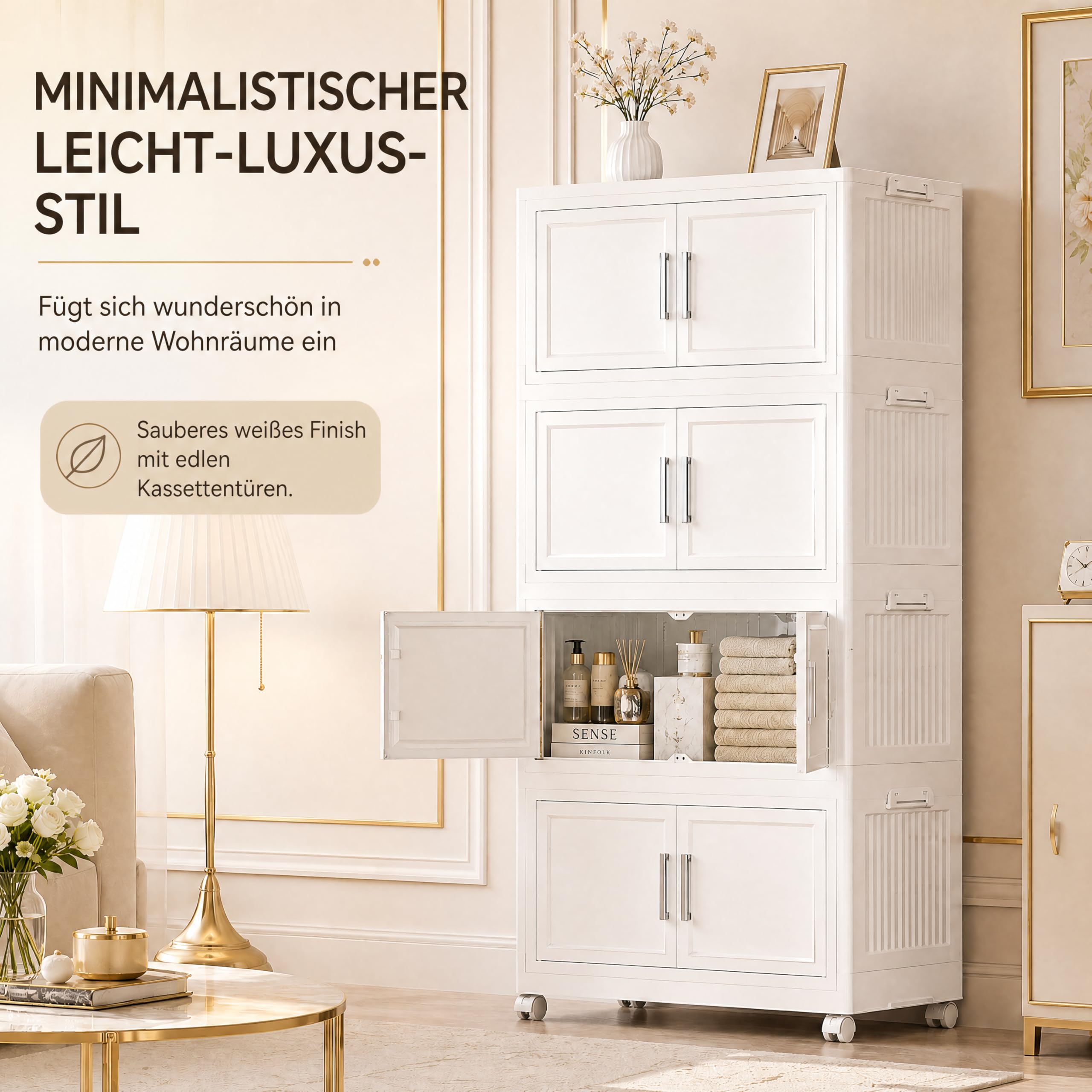 Aufbewahrungsboxen mit Deckel - 5*120L plastikbox mit deckel, Stapelbare Aufbewahrungsbox mit Deckel Groß, Klappboxen, Faltbar Kisten Aufbewahrung für Schlafzimmer, Wohnzimmer, Badezimmer