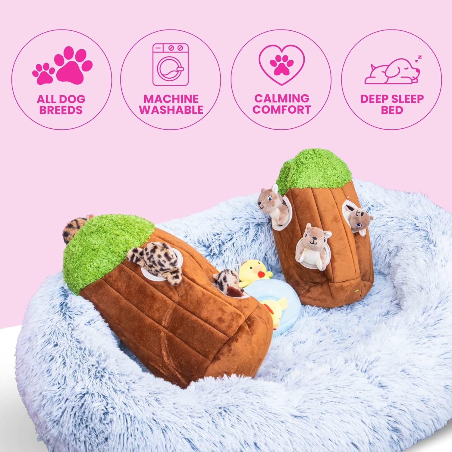 review Calming Faux Fur Dog Bed with Memory Foam (23.6