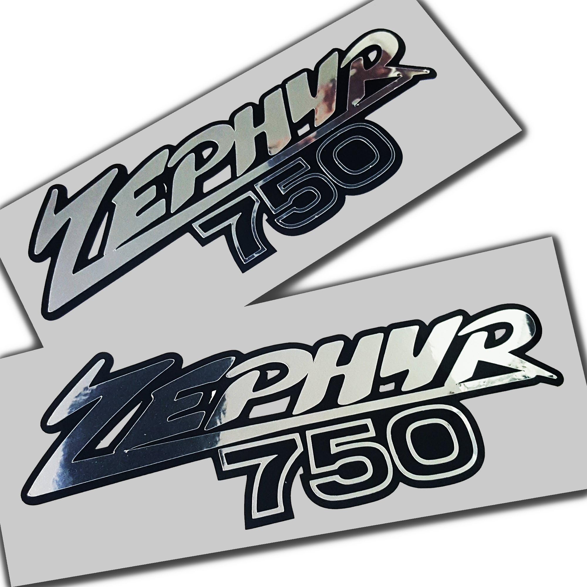 Zephyr 750 Silver chrome on black graphics decals stickers x 2