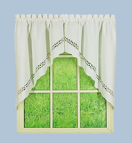 Today's Curtain Hellina Tapework - Decoración para ventana, 38 pulgadas, color blanco