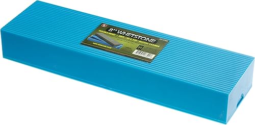 Miniatura 7 de SE Piedra de afilar de doble cara de carburo de silicio de 8 pulgadas, piedra de afilar con granos 120 y 240, incluye estuche de almacenamiento azul