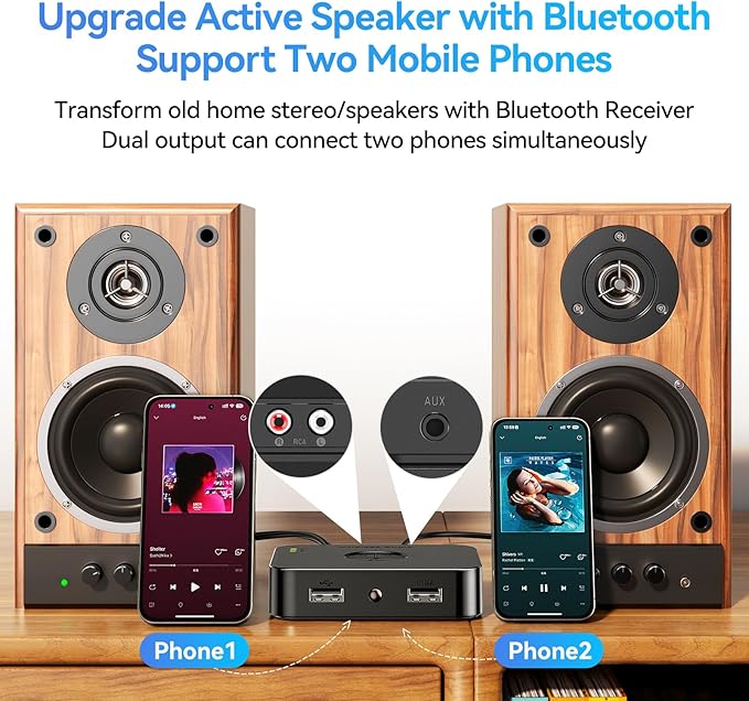 Receptor Bluetooth 5.4 MOREGAX M2R con RCA y AUX para altavoces miniatura 3