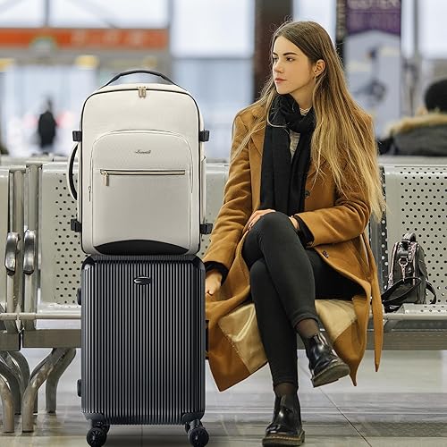 Miniatura 6 de LOVEVOOK Mochila de viaje de mano, Beige-Negro, Mochilas de viaje