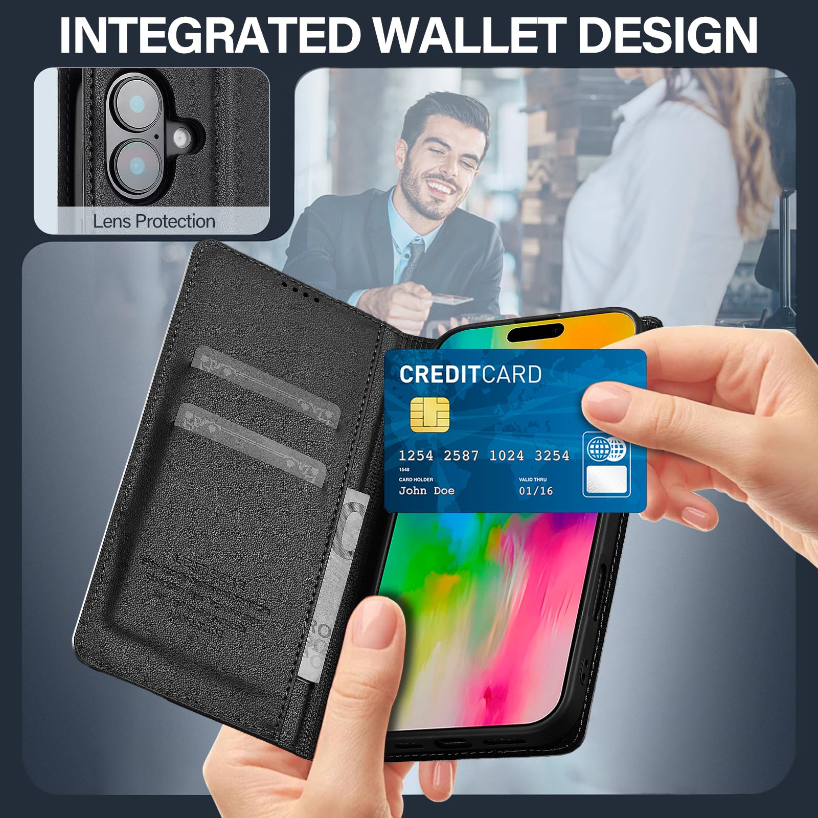 Kowauri Leder-Brieftaschenhülle Für IPhone 16 (6,1 Zoll) – Abnehmbar, Magnetisch, Mit 8 Kartenfächern & Standfunktion