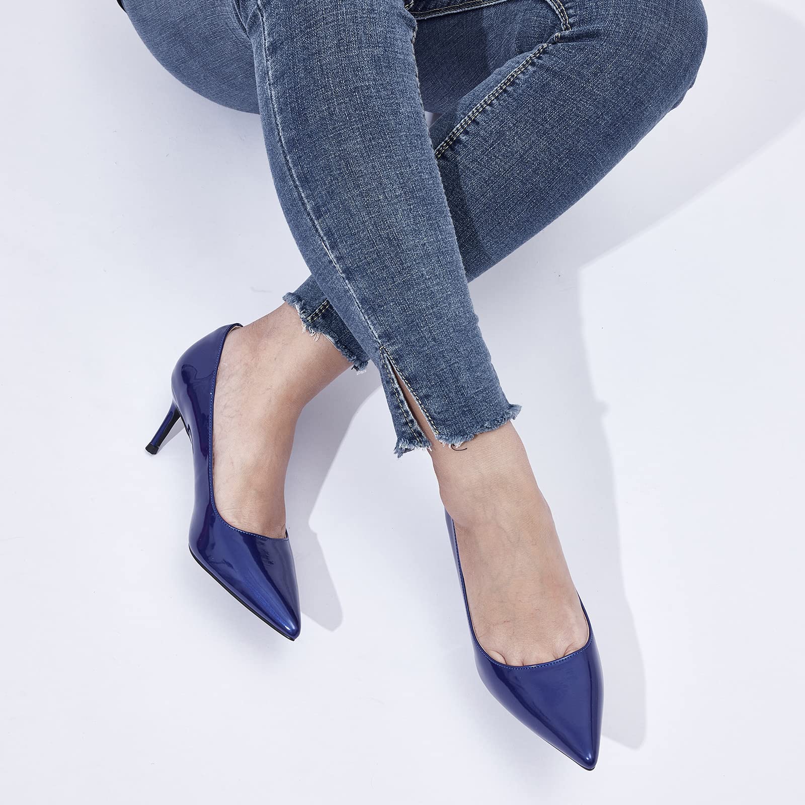 GENSHUO Décolleté Donna Tacco 6 cm Punta Affilata Scarpe Eleganti