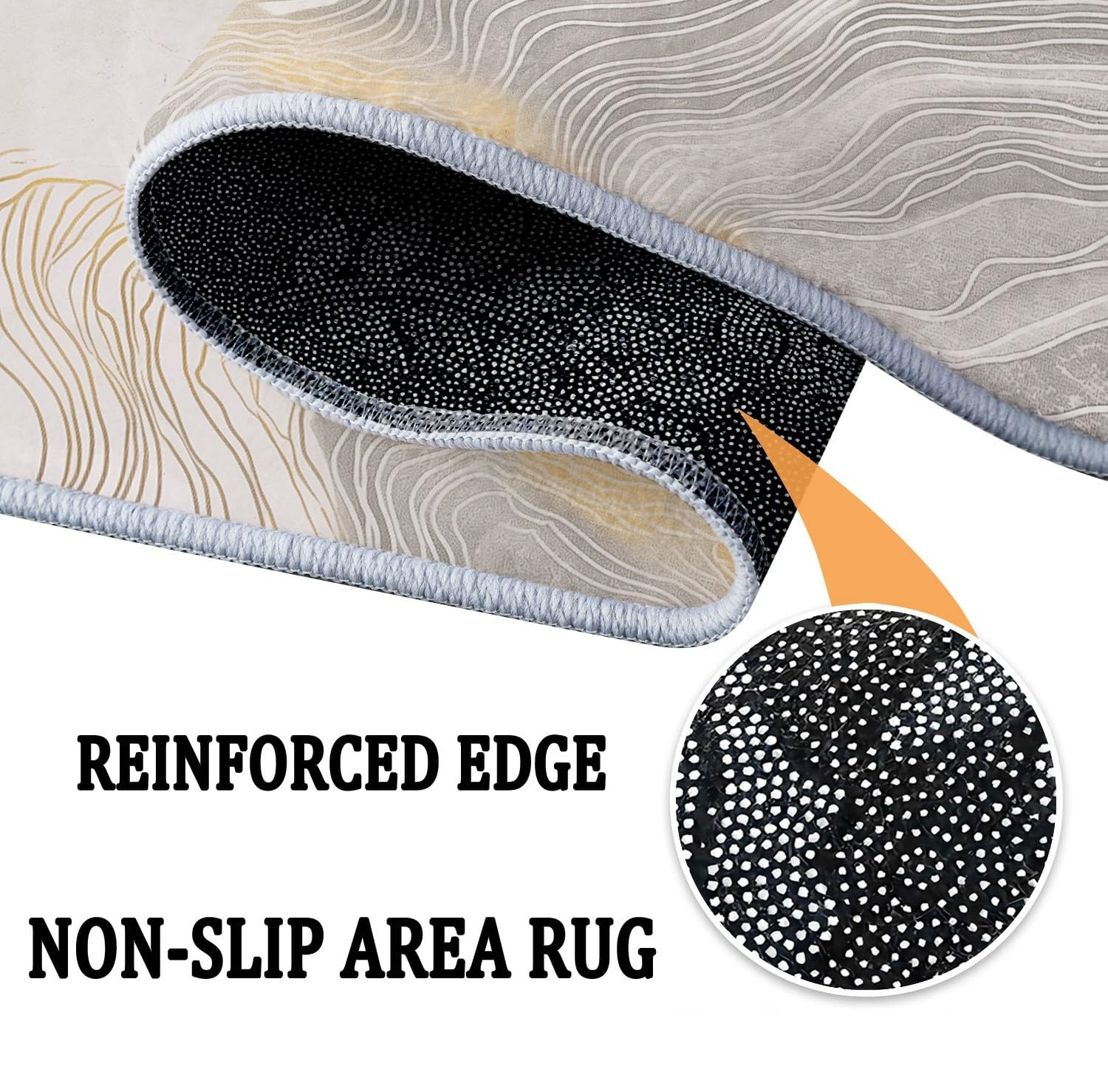 Tapis Ronds Lavables 120 cm, Marbre Texturé Doré Tapis Rond Antidérapant pour Salon, Surréalisme Rugs Rond à Poils Courts Doux pour sous Table à Manger