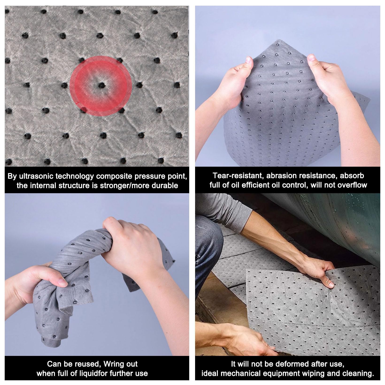 Alfombrillas absorbentes de aceite， Rollo de almohadillas absorbentes de aceite universales for fluidos a base de aceite y agua, tapetes de mantenimiento for derrames for uso en interiores y exteriore