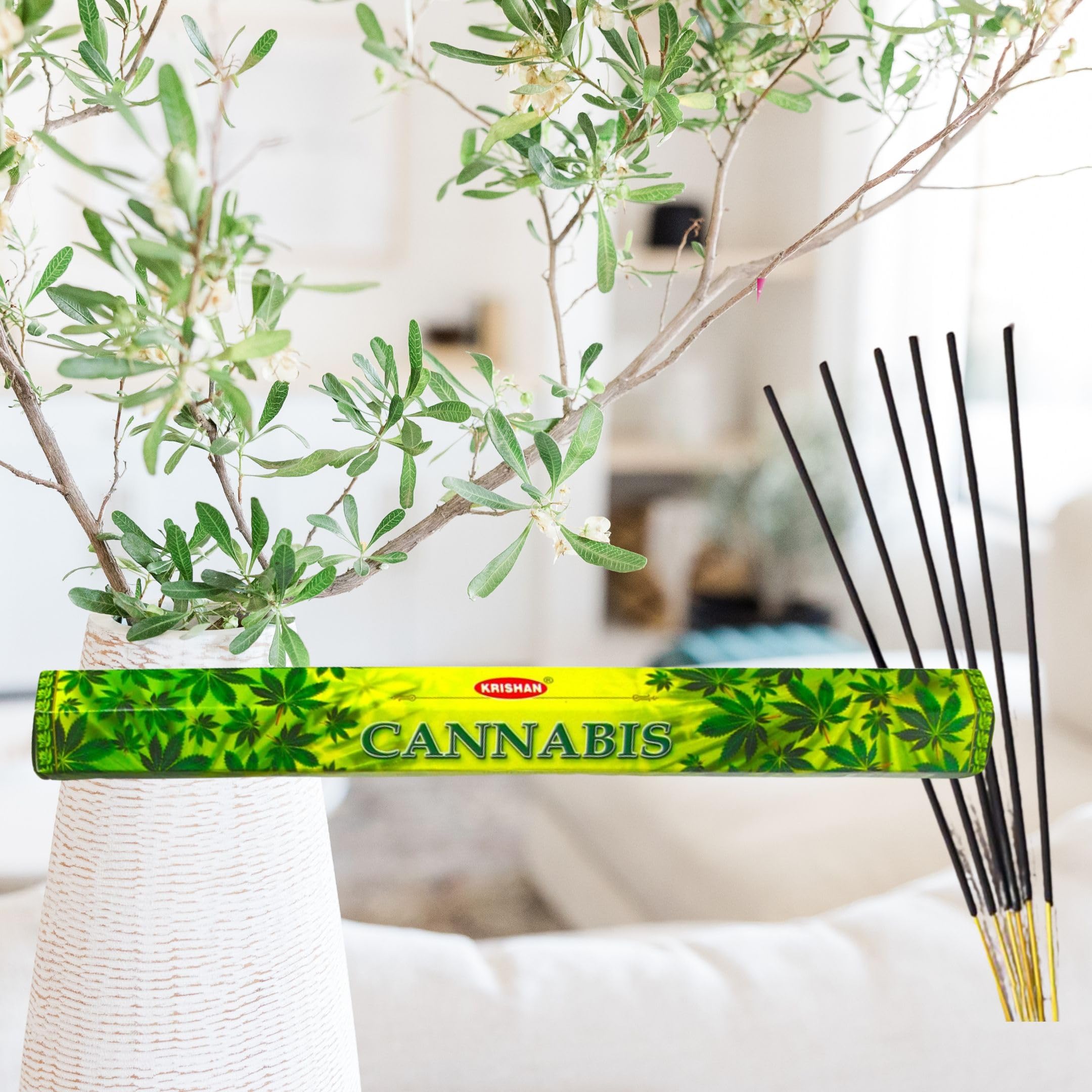 Krishan Cannabis Incense 20 Sticks X 6 Pack Total 120 Joss Stick