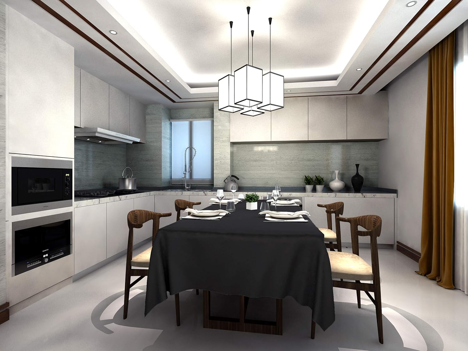 GEFEII Kitchen 90x132 inch Black Rectangle Tablecloth Solid Polyester Rectangular Tablecloths For Wedding Party Restaurant Banquet Dining Buffet table Picnic Decorations (Rectangle-90x132 inch, Black) : Home & Kitchen