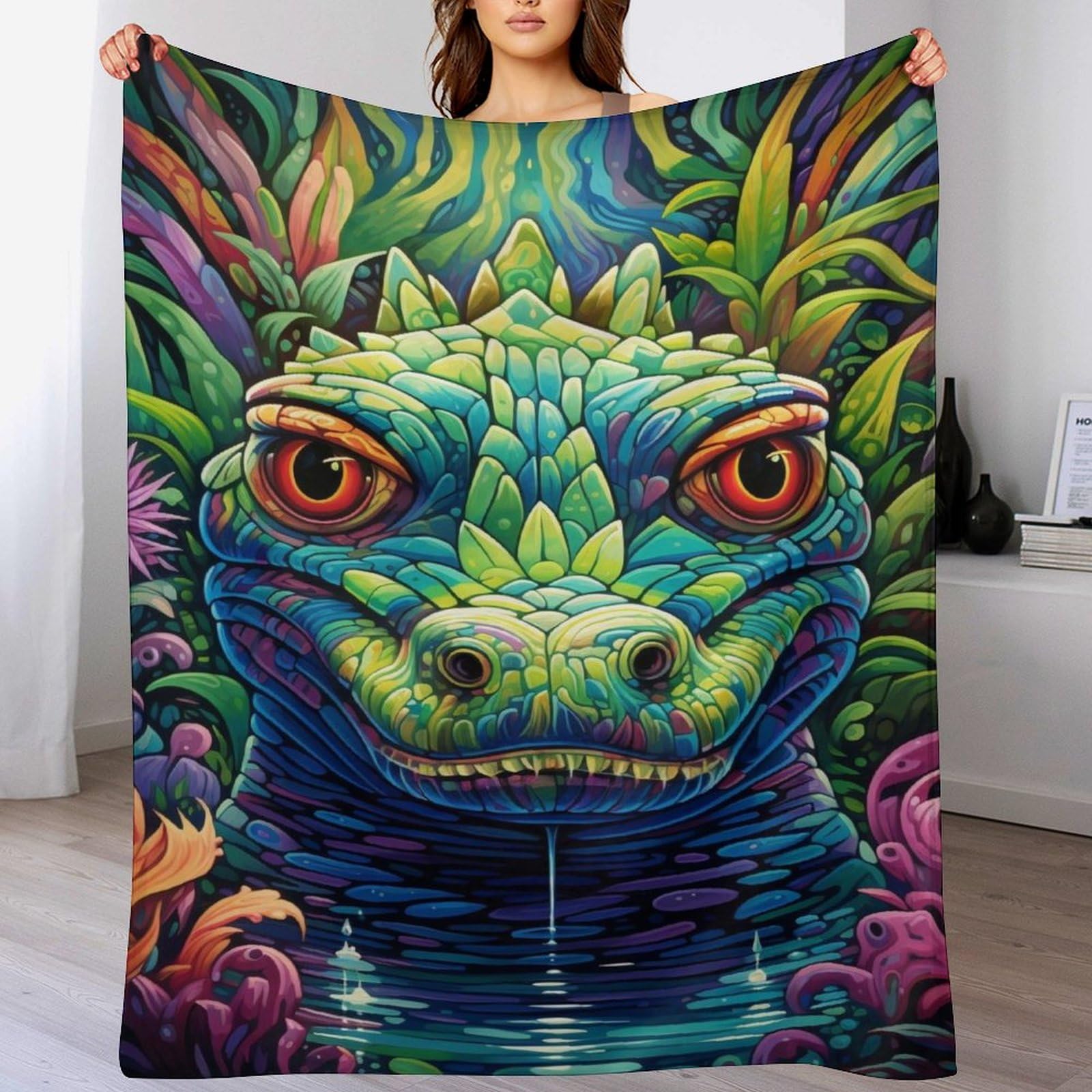 Couverture 3D crocodile épaisse et chaude pour des soirées cocooning en hiver de 180x200cm