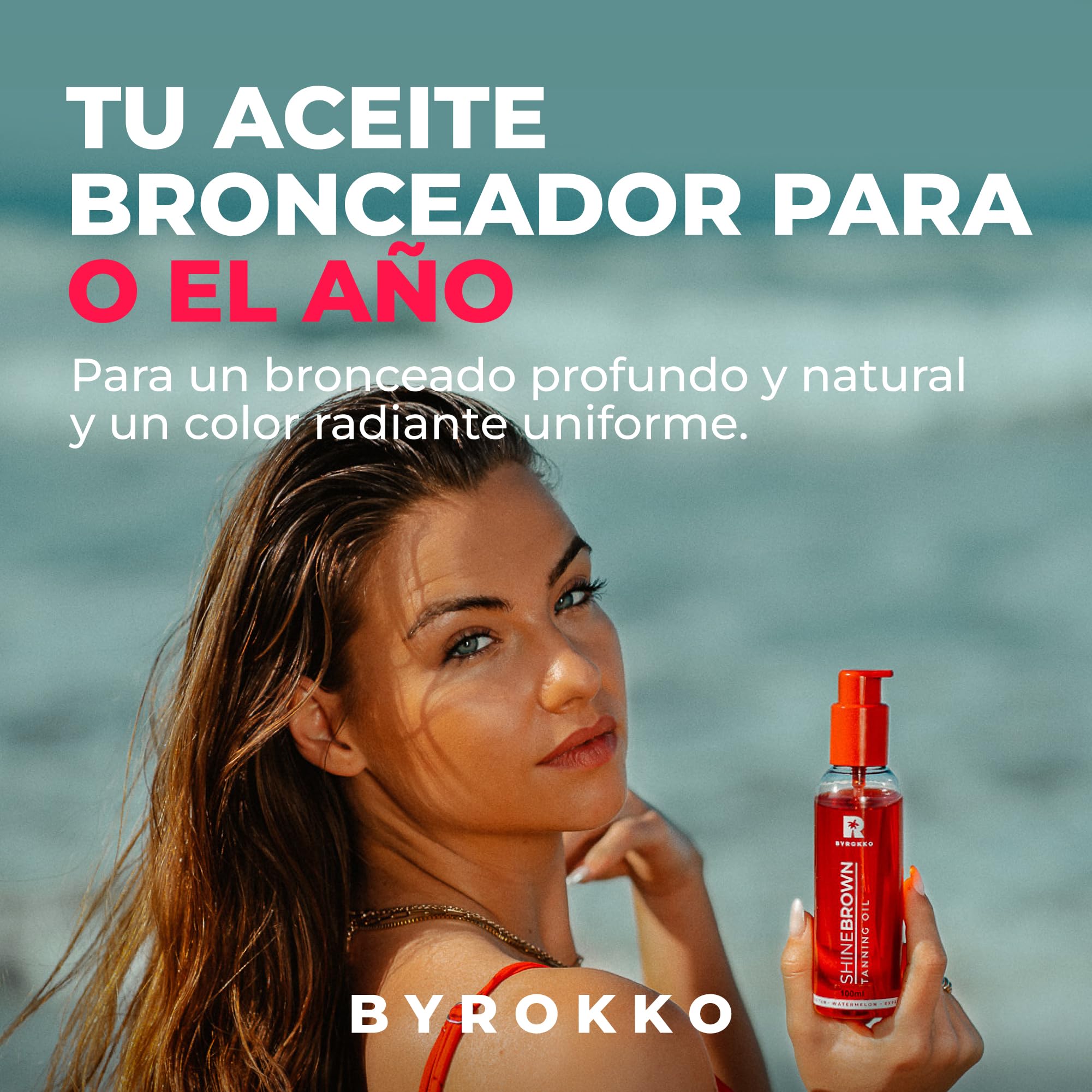 BYROKKO Shine Brown Watermelon Acelerador de Bronceado en Aceite (145 ml), Bronceador Corporal Superrápido para un Bronceado Óptimo, Aceite Bronceador eficaz en Soláriums y al Sol