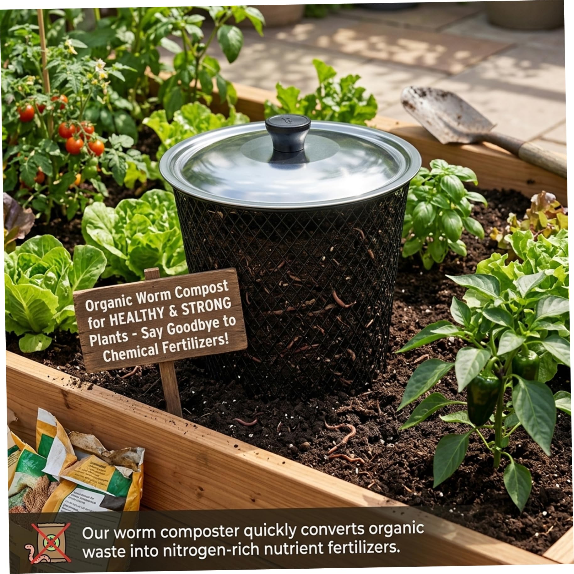 6er-Pack Wurmkomposter mit Deckel, unterirdischer Kompostbehälter aus Metallgeflecht für Küchen- und Gartenabfälle, Kompostbehälter für den Außenbereich für natürliche Zersetzung, Wurmbehälter zur