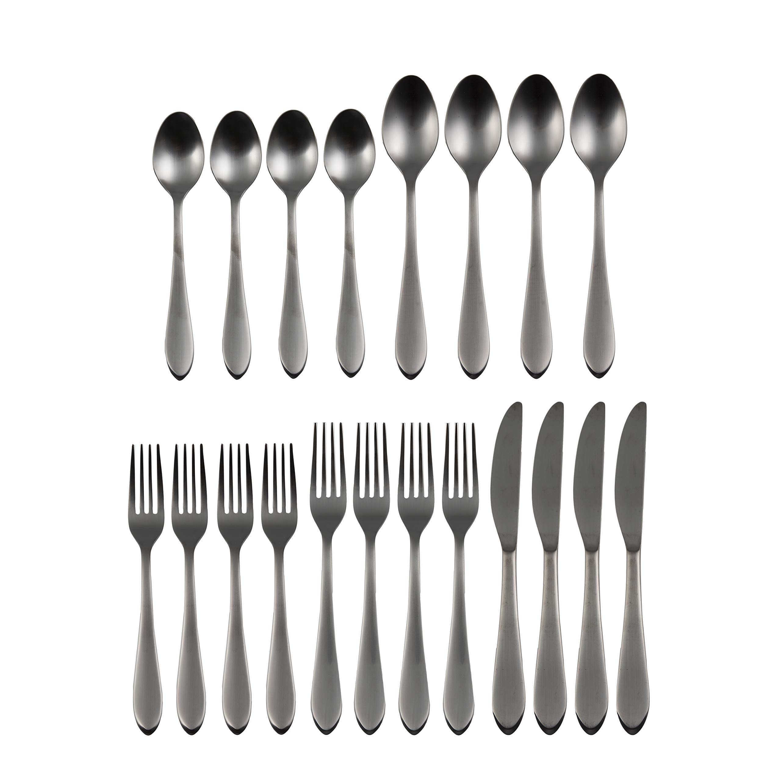 Fiesta Maraca Black Satin 20 Piece Flatware Set, Service for 4, silver