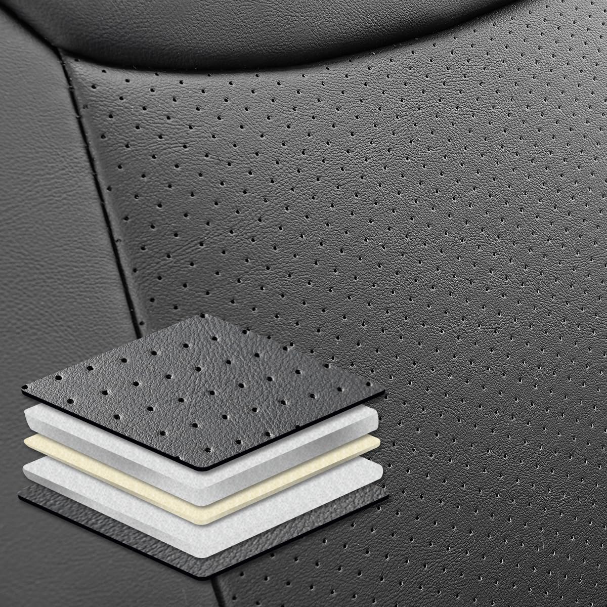 Ensemble de housses de sièges avant 2 pièces pour Mercedes-Benz GLK 2008-2016, en cuir PU imperméable, compatibles avec l’airbag (noir)