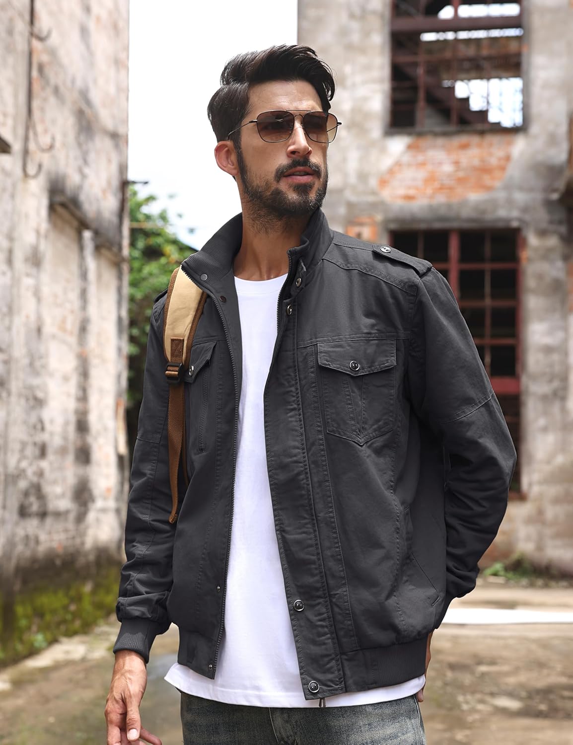 TACVASEN Men's Winter Jacket Fleece Lined Military Jacket Cargo Windbreaker Zip Front Stand Collar Coat with Multi Pockets - Image 2