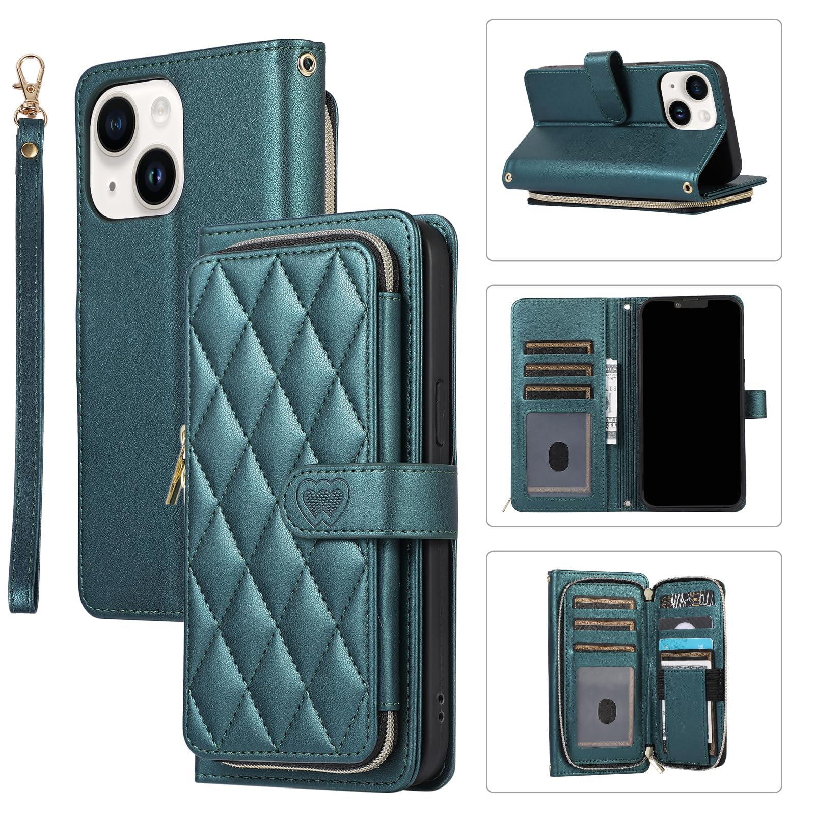 Étui porte-cartes iPhone 14 coque antichoc et sangle épaule - 7