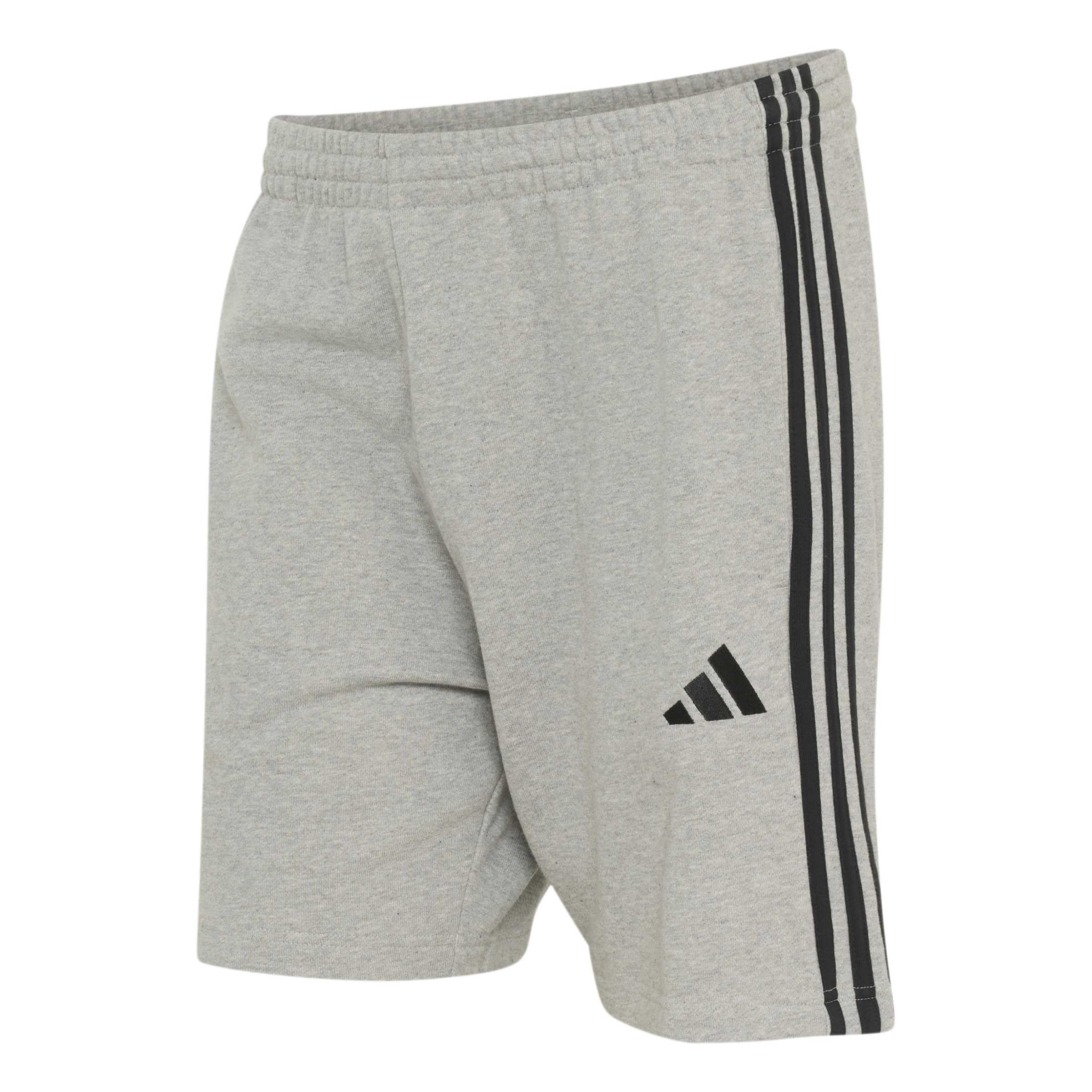 adidas Men's Essentials 3-Stripes French Terry Shorts, Medium Grey Heather/White, 4XL