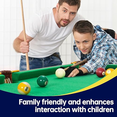 Miniatura 2 de HOTSYSTEM Mesa de billar plegable de 55 pulgadas, mini mesa de billar, para interiores y exteriores, mesa de billar compacta portátil con 2 palos de