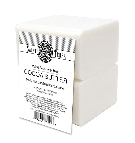Saint Terra - Base de jabón para derretir y verter manteca de cacao, 2 libras