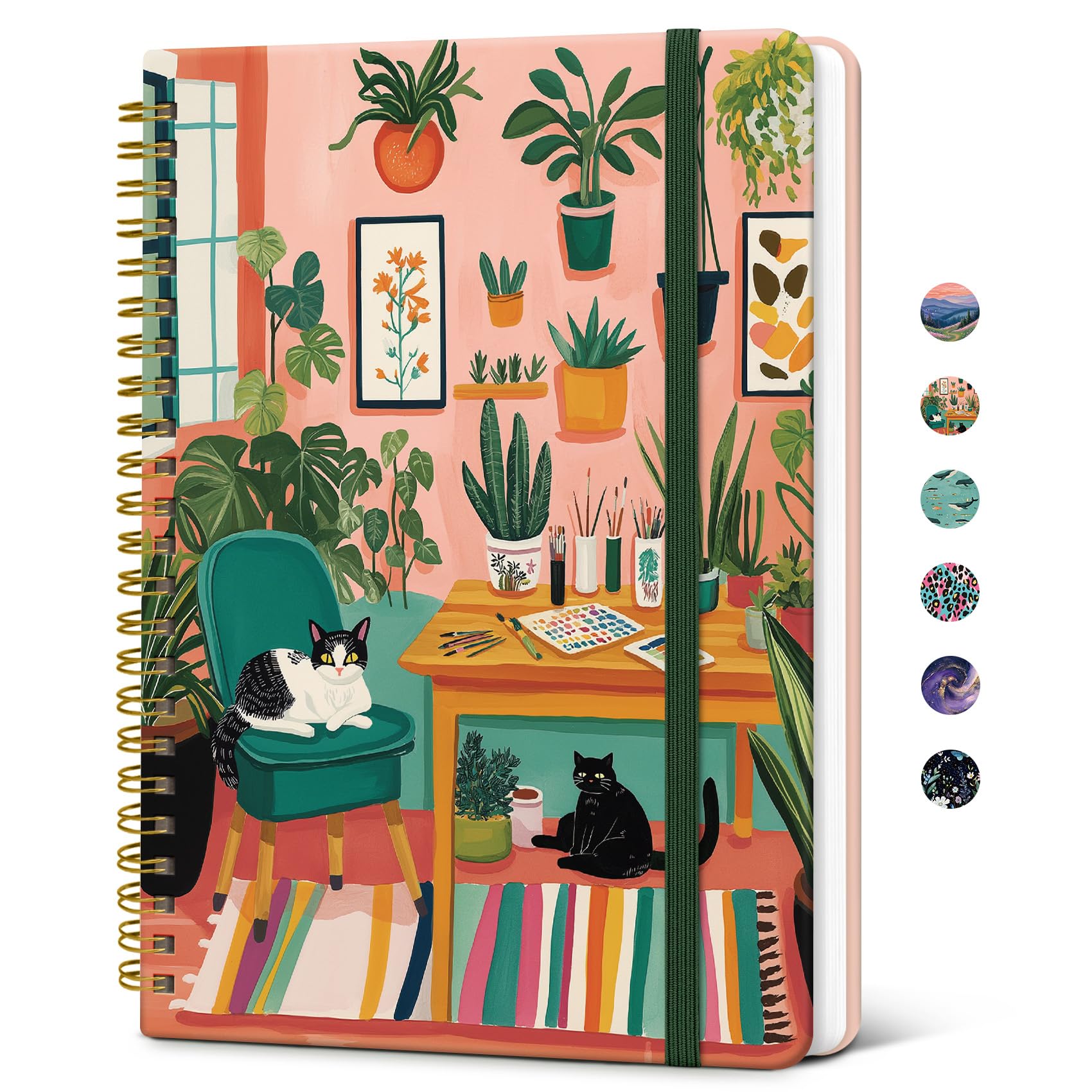Taja Pretty Journal for Women, A5 Spiral Notebook, Hardcover College Ruled Journal, Notebook for Work, Journaling, Note Taking, 140 Pages, Creative Corner