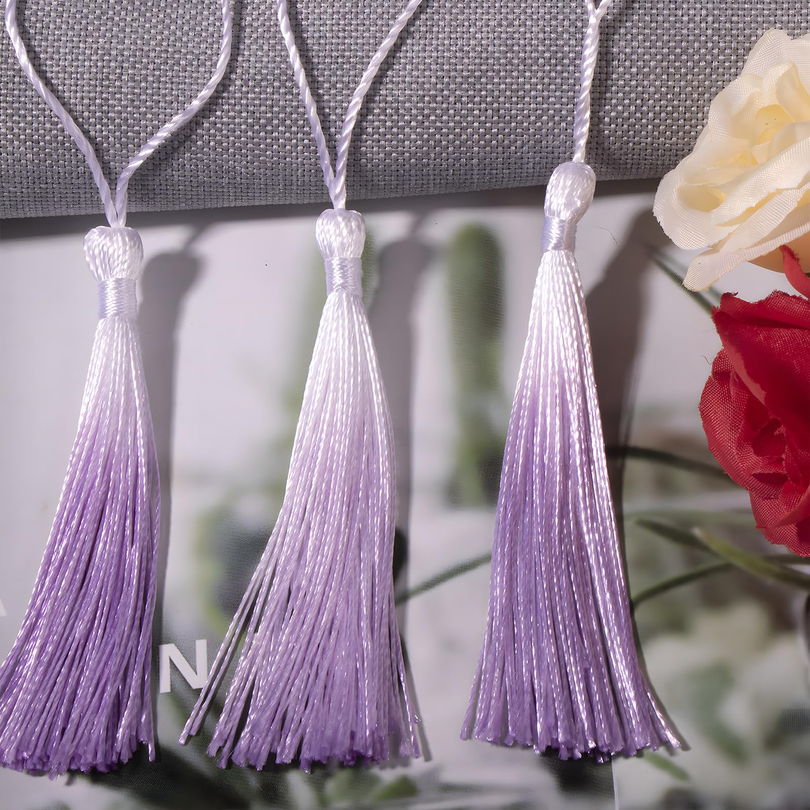 VAPKER 30 Nappe Viola Scuro 13 Cm – Mini Nappe In Poliestere Fatte A Mano Con Passante – Per Gioielli Fai Da Te, Segnalibri, Decorazioni
