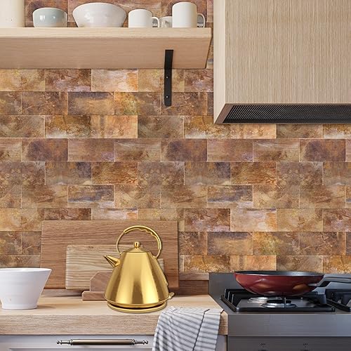 Vista 76 de Paquete de 1 lámina de revestimiento autoadhesivo de 12 x 12 pulgadas, baldosa de pared de PVC para cocina, baño, chimenea, mesa de lavandería o gris