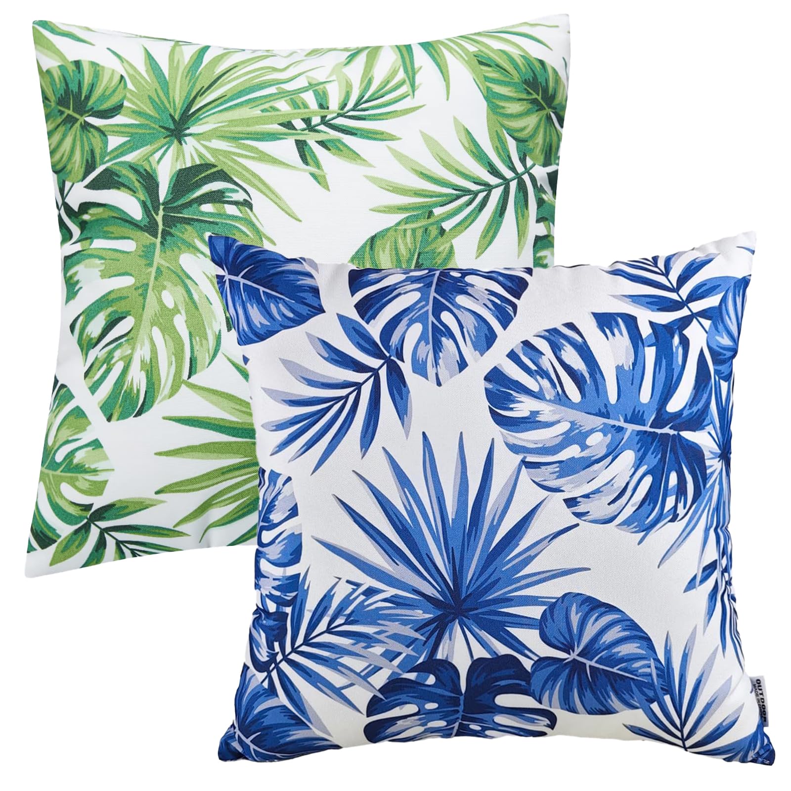 JMGBird Outdoor Pillows Set of 2 Waterproof Pillow Covers 18x18 Inch Outdoor Throw Pillow Covers 2 Color Combinations