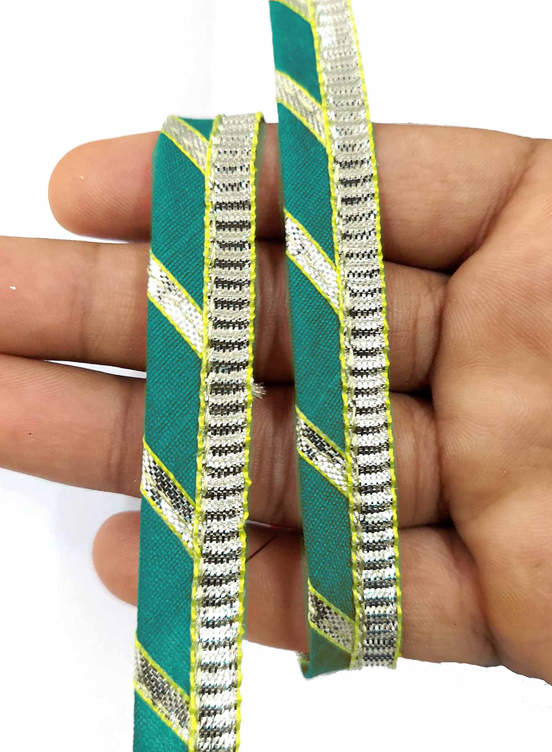 Mezin Gota Patti Piping Zari Cord Lace Border Material for Anarkali Suits, Dupatta, Bridal Dresses, Neck Designs, Saree, Lehengas, Palazzo, Blouse- 9 Meter (Rama Green) (B09SB7K41Q) Amazon Price History, Amazon Price Tracker